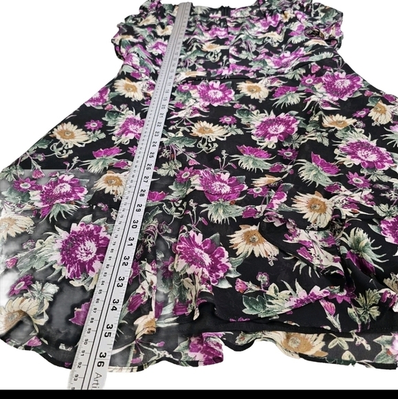 Rachel Roy Black Lora Floral Ruffled Sz 12 Summer Spring Mini Short Dress - Picture 9 of 15